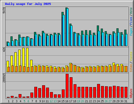 Daily usage for July 2025