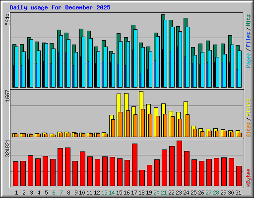 Daily usage for December 2025