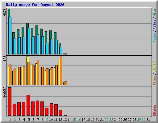 Daily usage for August 2026